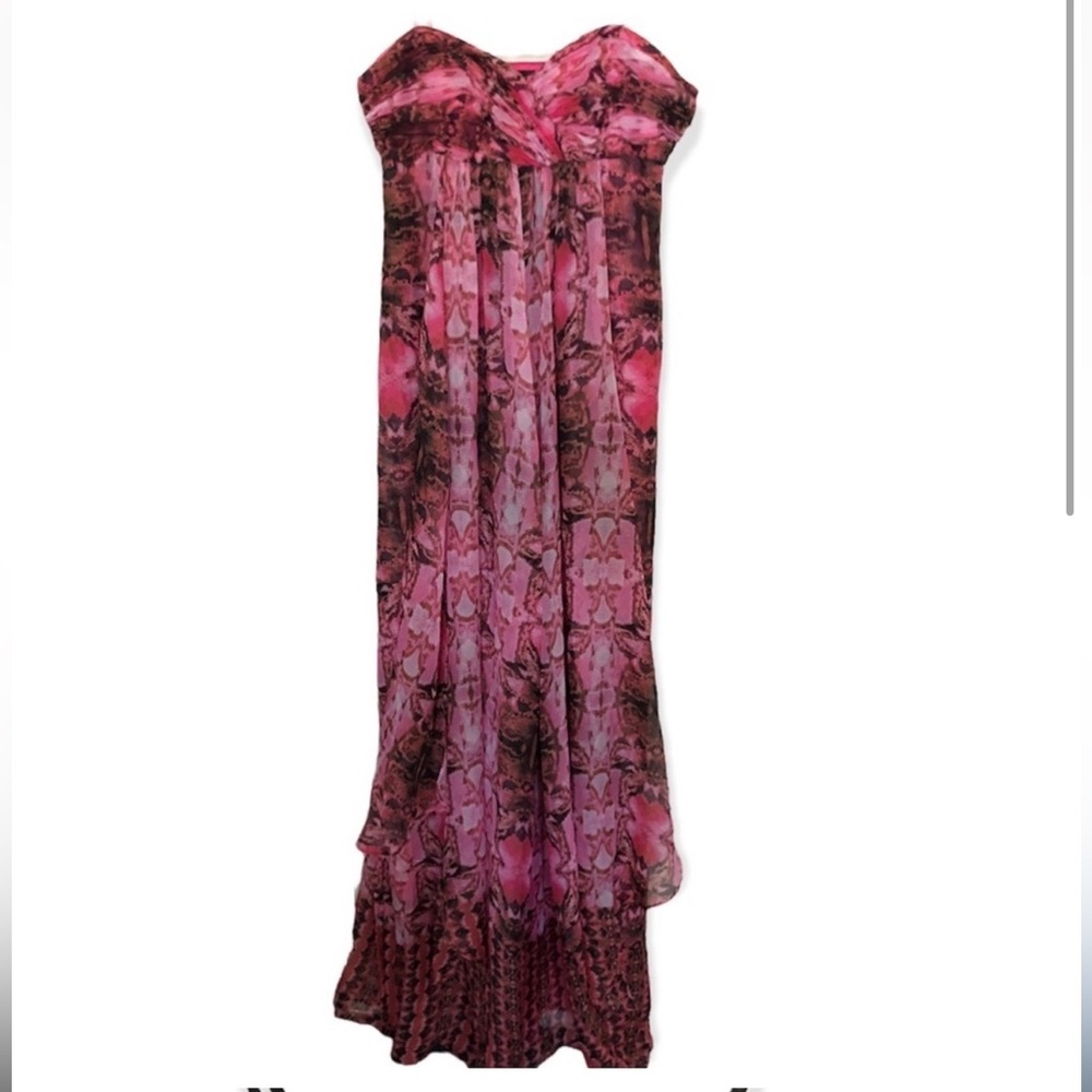 NWT Laundry by Shelli Segal Pink Snake Print Maxi Dress Removable Straps